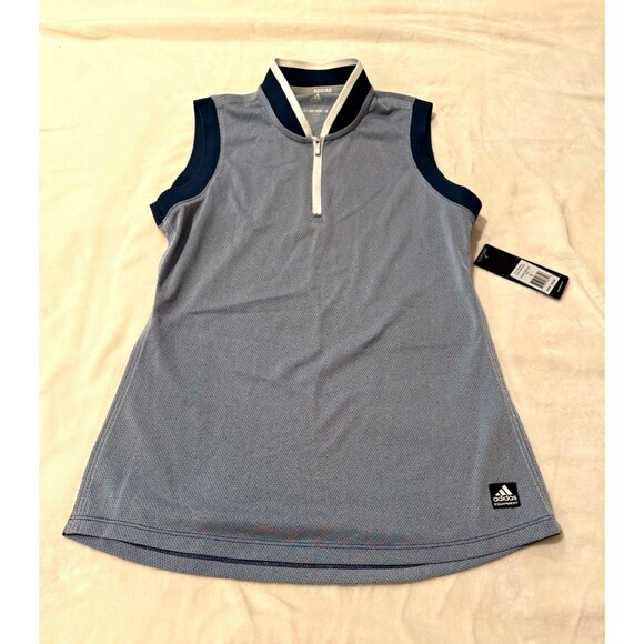 adidas Tops - Women’s adidas Golf Sleeveless 1/4 Zip Polo Shirt Navy White Size S